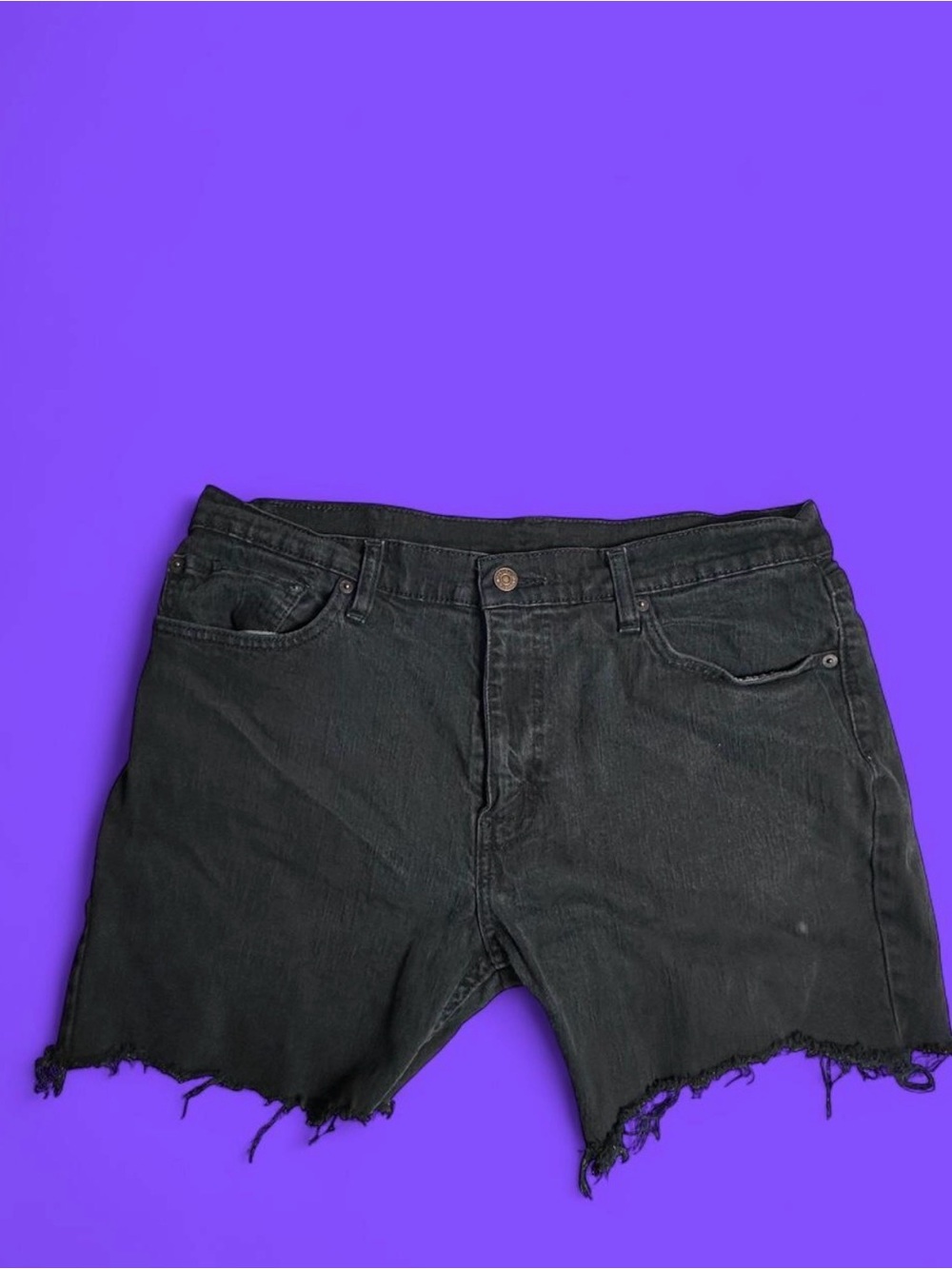 Men’s Levi’s 511 Slim Frayed Raw Hem Black Denim Shorts Jorts Size 36